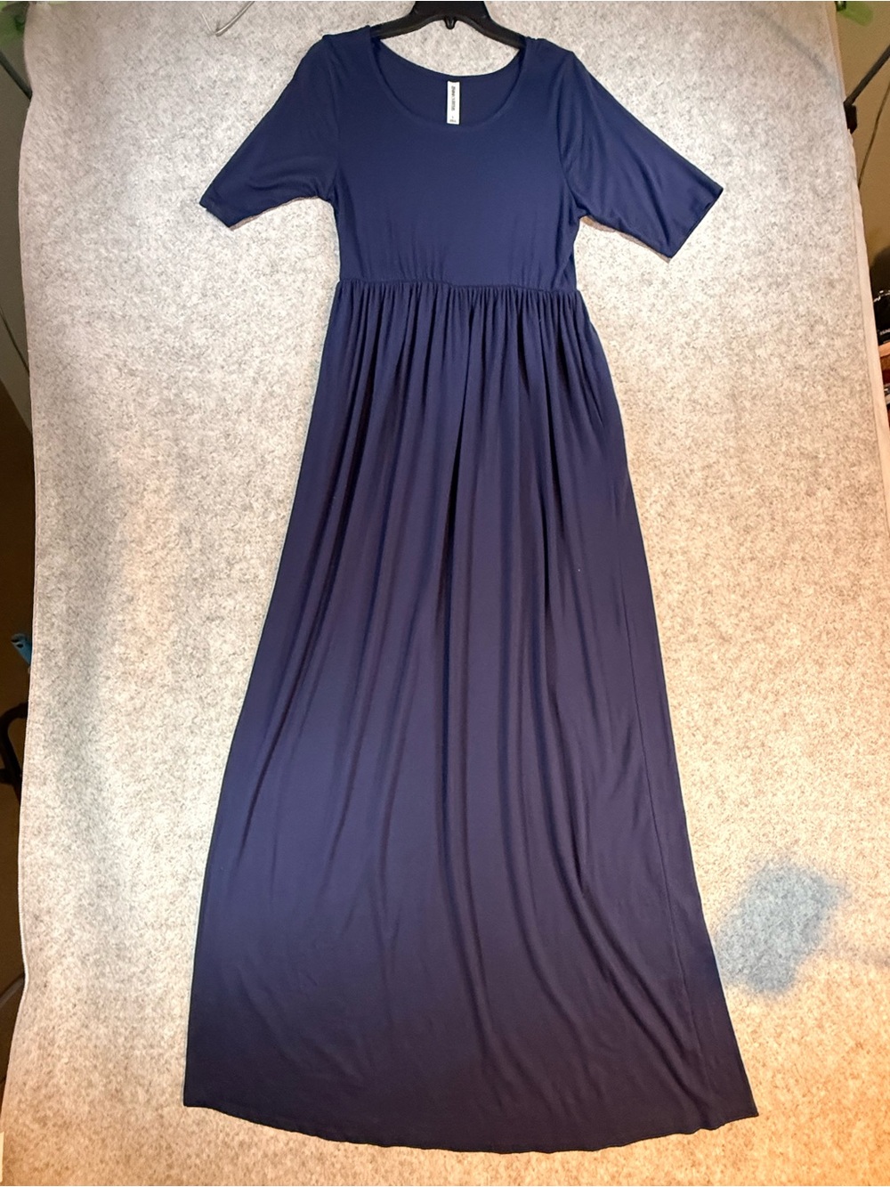Zenana Outfitters Navy Blue Extra Long Maxi Dress Large Pockets Stretch - Picture 2 of 8